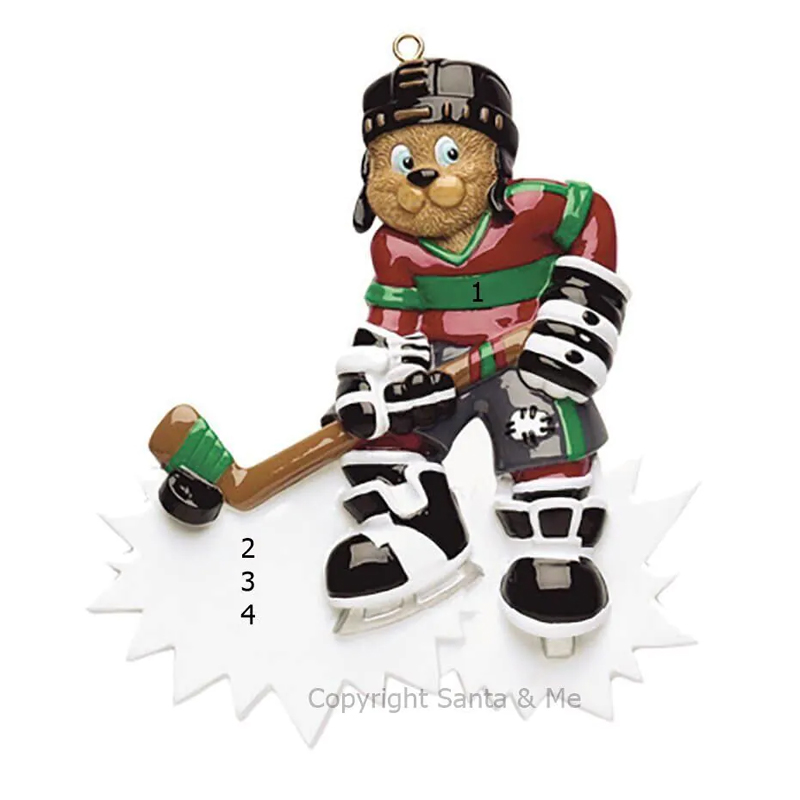 Hockey ornament with bear