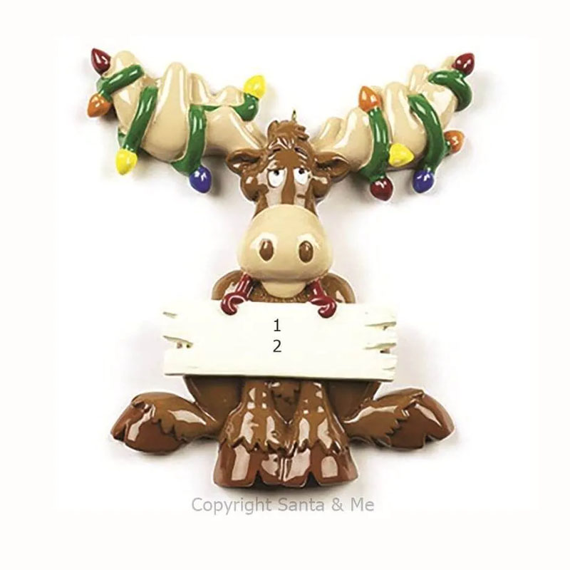 moose with christmas lights ornament