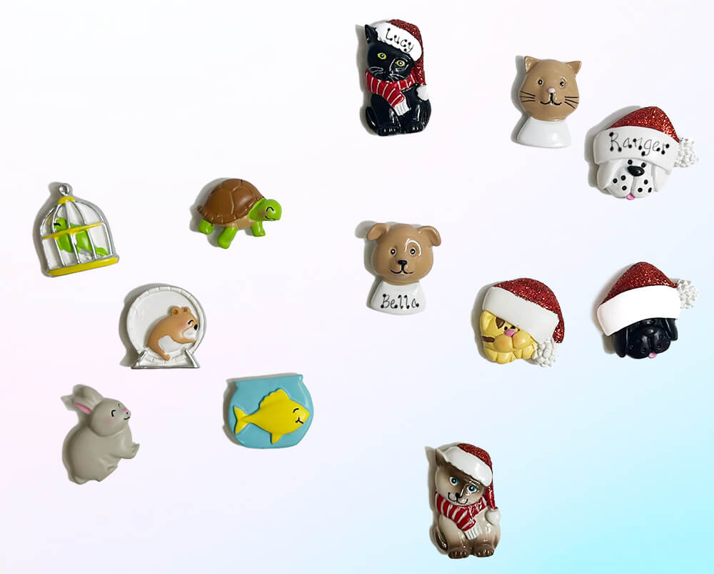 A photo of pet add-ons for christmas ornaments