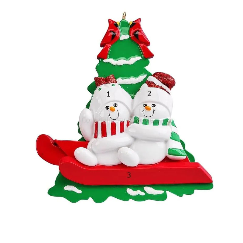 snow sledding couple