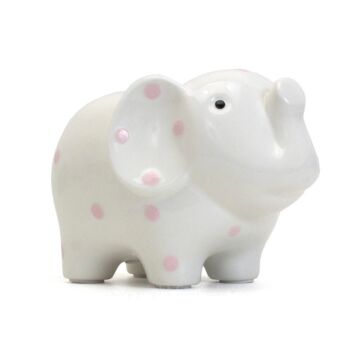 White Elephant Bank - Pink Polka Dots