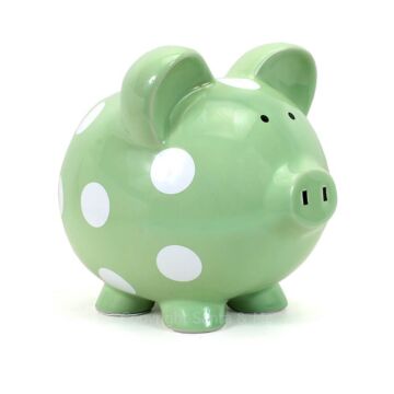 Large Pig Sage Green w/ White Dot