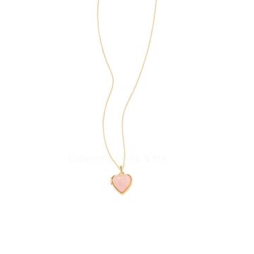 18kt Gold Plating Rose Quartz Heart Locket Necklace