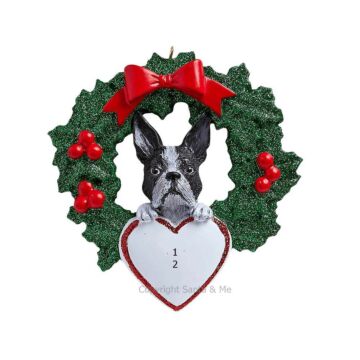 Boston Terrier With Wreath