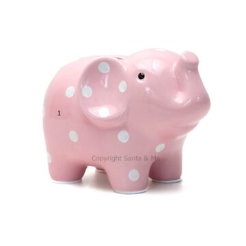 Polka Dot Elephant Bank /Pink