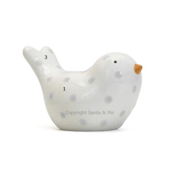 Dotted Birdie Bank/ Grey  - Money Bank
