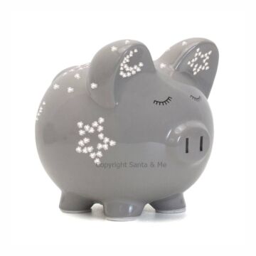 Large Night Light Piggy bank /Grey