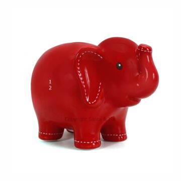 Large Stitched Elephant Bank /Red