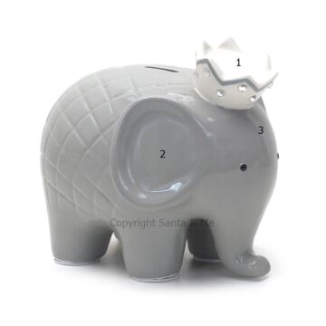 Large Coco Elephant Bank /Grey