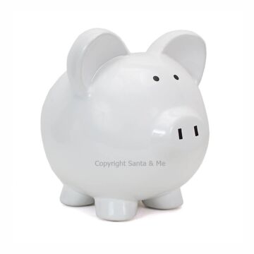 Large Big Eared Piggy Bank /White