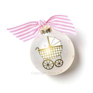 Welcome Little One Carriage Girl Glass Ornament - CHILD-WELCAR-1 - Santa & Me