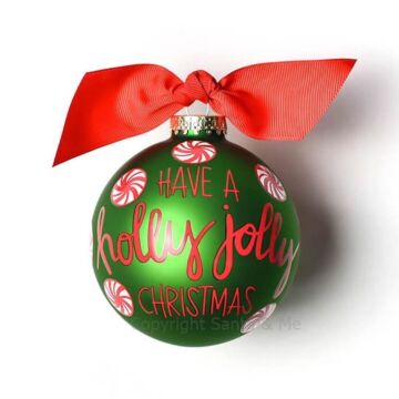 Holly Jolly Peppermint Glass Ornament - CHMAS-PPMINT - Santa & Me