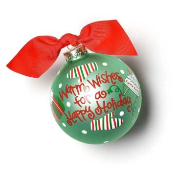 Warm Wishes for a Happy Holiday Glass Ornament - CHMAS-WRMKNI - Santa & Me