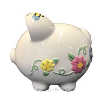 Large - Raised Bee Happy Design - Piggy Bank - CR100BEE - Santa & Me