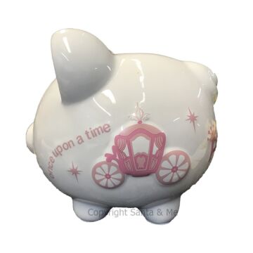 Large - Raised Princess Design - Piggy Bank - CR100PR - Santa & Me