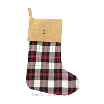 Plaid - Embroidered Stocking - PLAID - Santa & Me