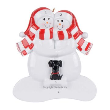 Snow Couple W/ Black Dog 