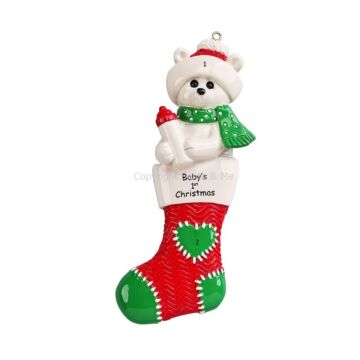 Baby Polar Bear Stocking / Red
