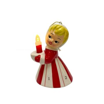 Vintage Candy Cane Girl w/ Candle