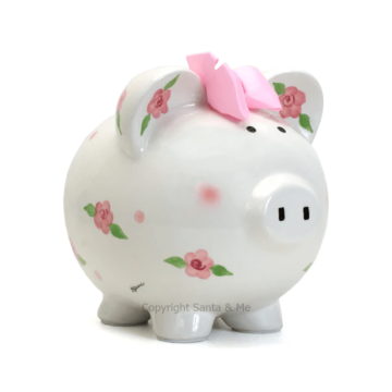 Large Posies & Polka Dots Piggy Bank