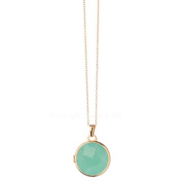 18kt Gold Plating Seafoam Jade Locket Necklace