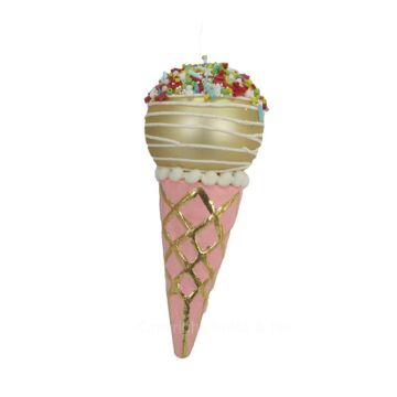Golden Pink Ice Cream Cone - Glass