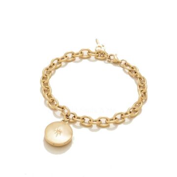 18kt Gold Plating Mini Locket Starburst Bracelet 