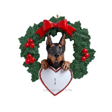 Doberman Pinscher With Wreath