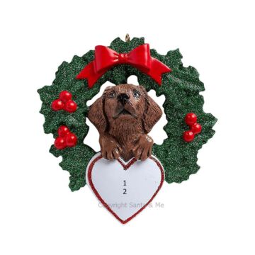 Chocolate Lab With Wreath