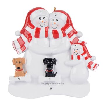 Snow Family Of 3 W/ Black & Tan dog