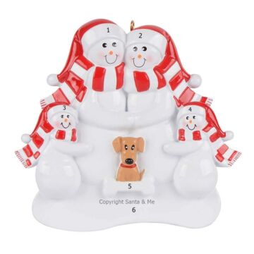 Snow Family Of 4 W/ Tan Dog