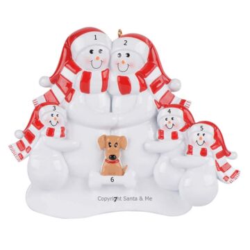 Snow Family Of 5 W/ Tan Dog