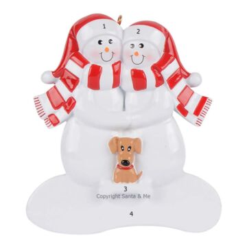 Snow Couple W/  Tan Dog