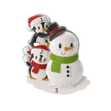 Penguin Couple w/ Snowman