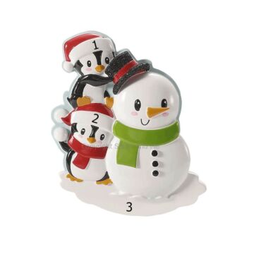 Penguin Couple w/ Snowman