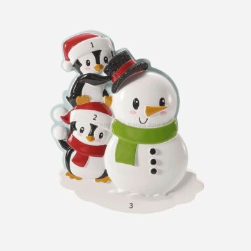 Penguin Couple w/ Snowman