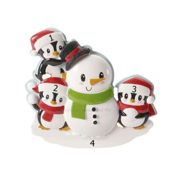 Penguin Family of 3 w/ Snowman