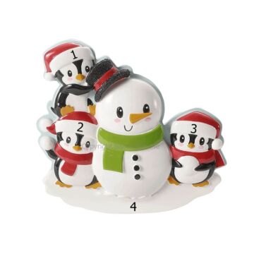 Penguin Family of 3 w/ Snowman