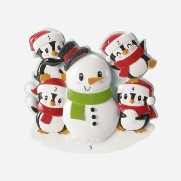 Penguin Family of 4 w/ Snowman