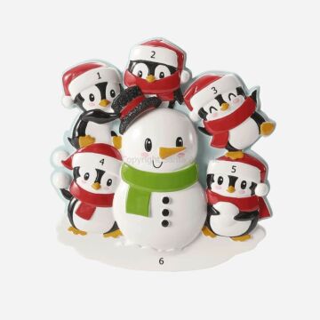 Penguin Family of 5 w/ Snowman