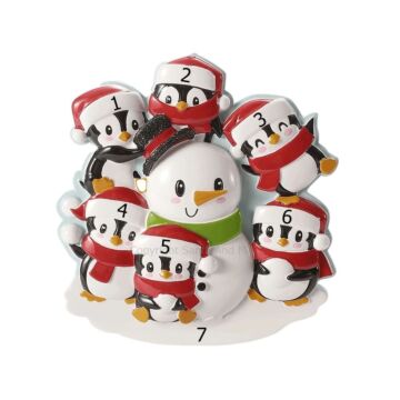 Penguin Family of 6 w/ Snowman