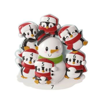 Penguin Family of 6 w/ Snowman