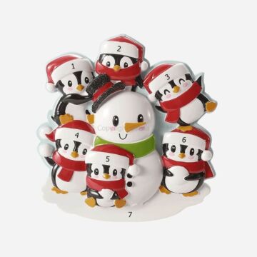 Penguin Family of 6 w/ Snowman