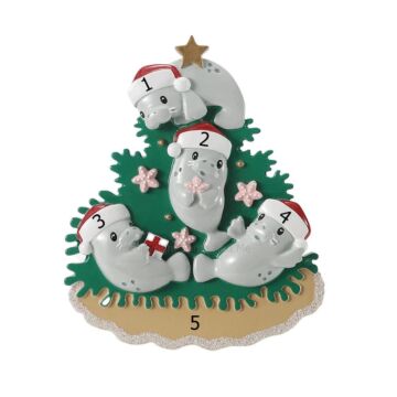 Christmas Manatee Family of 4