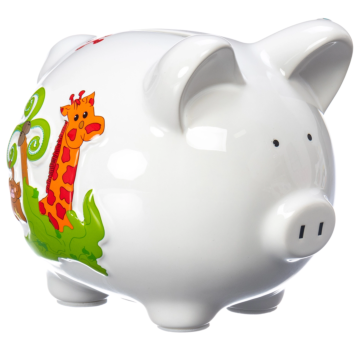 Piggy Bank -  Raised Jungle Design /    Small