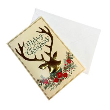 Golden Reindeer Greeting Card
