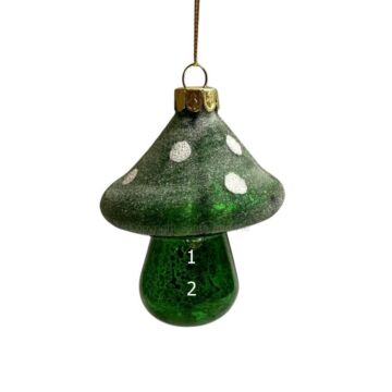 Frosted Green Mushroom Glass Ornament