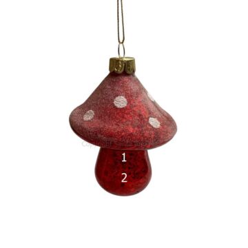 Frosted Red Mushroom Glass Ornament