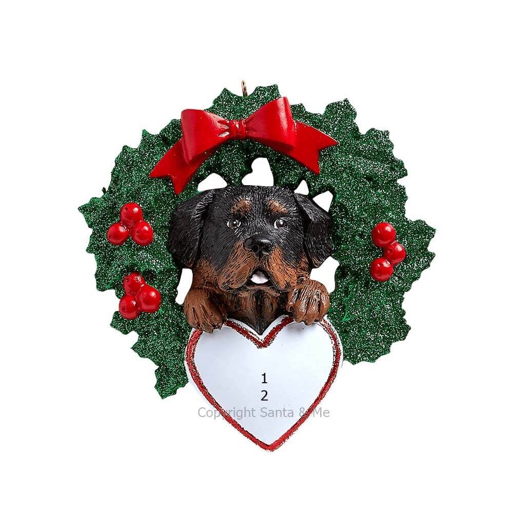 Rottweiler With Wreath