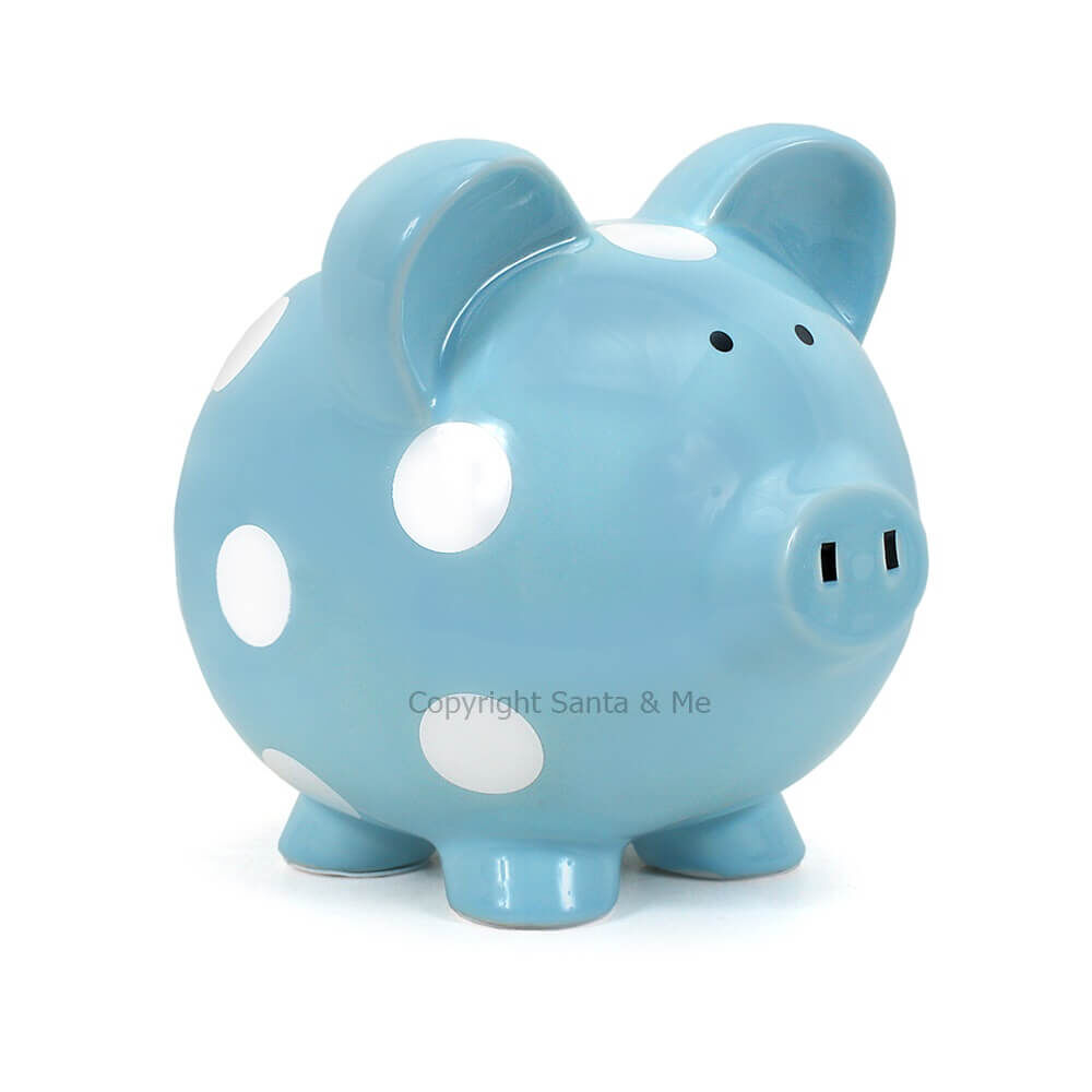 Large Polka Dot Piggy Bank /Blue